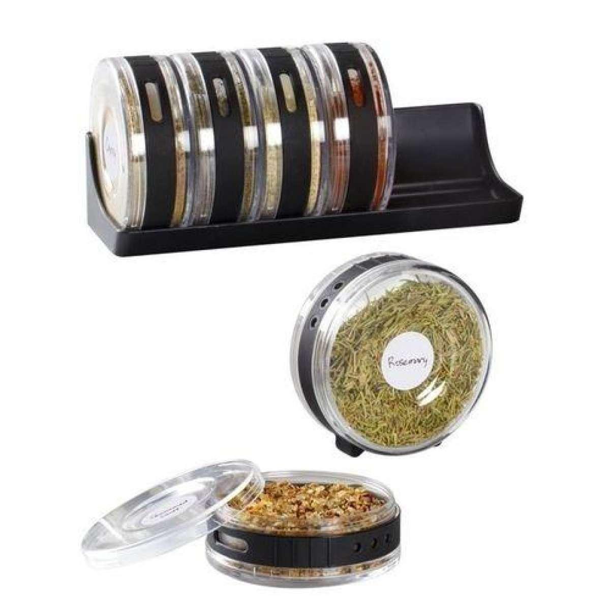 Cylinder Spice Rack Seasonings Tray-Set Of 6
